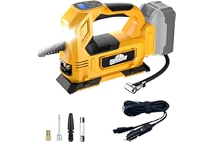 GUNOZE Cordless Tire Inflator Air Compressor for DeWalt 20V Max Battery, 150PSI Portable LED Light Handheld Air Pump with Digital Pressure Gauge for Cars Motorcycles Bikes Sport Balls(Battery Not Included)