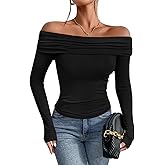 Imily Bela Women's Off The Shoulder Long Sleeve Blouse Shirts Tops Slim Fitted Sexy Going Out Nightout Club Party Y2K