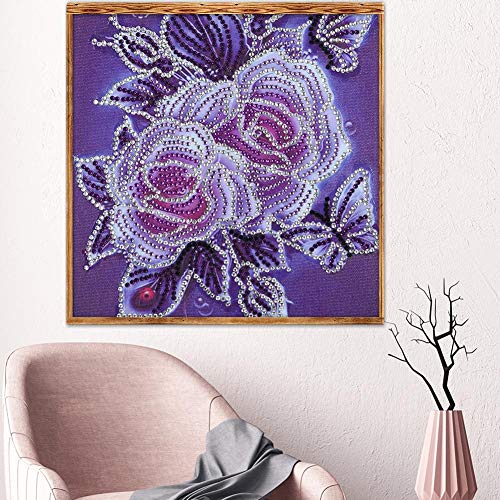 5D Diamond Painting Mosaic Making 5D DIY Special Shape Diamond Painting Flower Cross Stitch Embroidery- Purple - Thumbnail 3