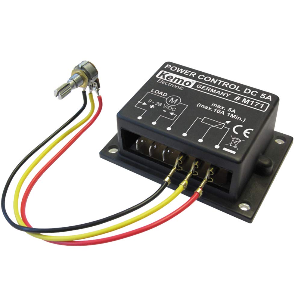 Kemo M171 PWM Power Regulator 9-28 V/DC, Max. 10 A. Regulations of DC Loads: Motors, Incandescent Lamps, Heaters, LED's with Resistors