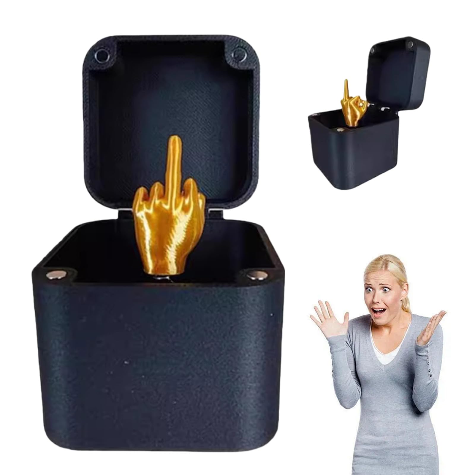 AYNKH 2PCS Middle Finger Surprise Gift Box, Surprise Pop Up Middle Finger Prank Gift for Adults, Office and Home Decor, Christmas Spoof Hand Pop Up Gifts with Box for Adults