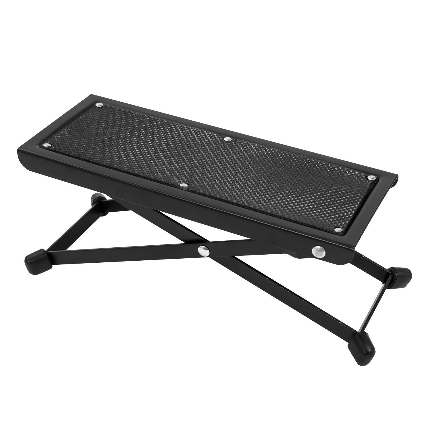 CASCHA guitar footrest 4-fold adjustable in height - foot stool foldable - foot rest footstool foot support guitar - guitar bench black non-slip & foldable - footbench guitar accessories
