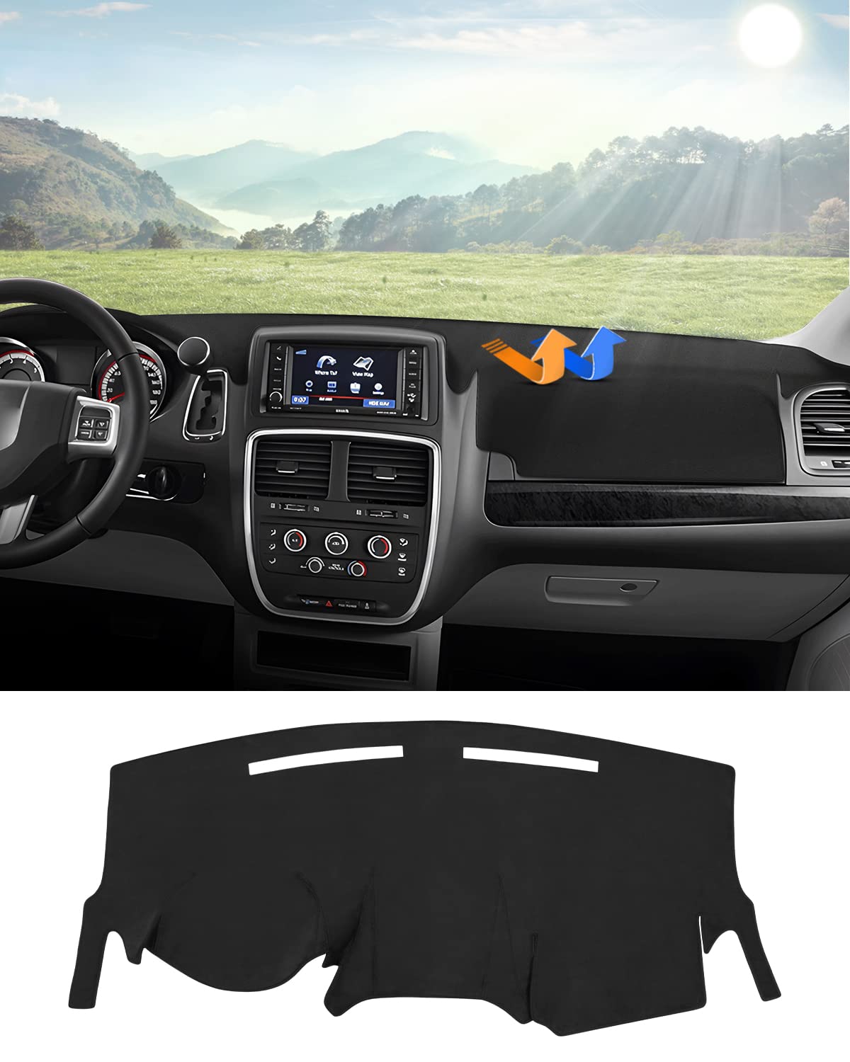 Photo 1 of Autorder Dashboard Cover Mat for Dodge Grand Caravan 2011-2020 /Chrysler Town Country 2011-2016 Accessories Dash Cover Flannel Dash Mat Sunshade Glare UV Rays Protector