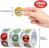 ZTMY 1500PCS Reward Stickers 3 Roll 24 Designs Multicoloured Classroom Kids view 2