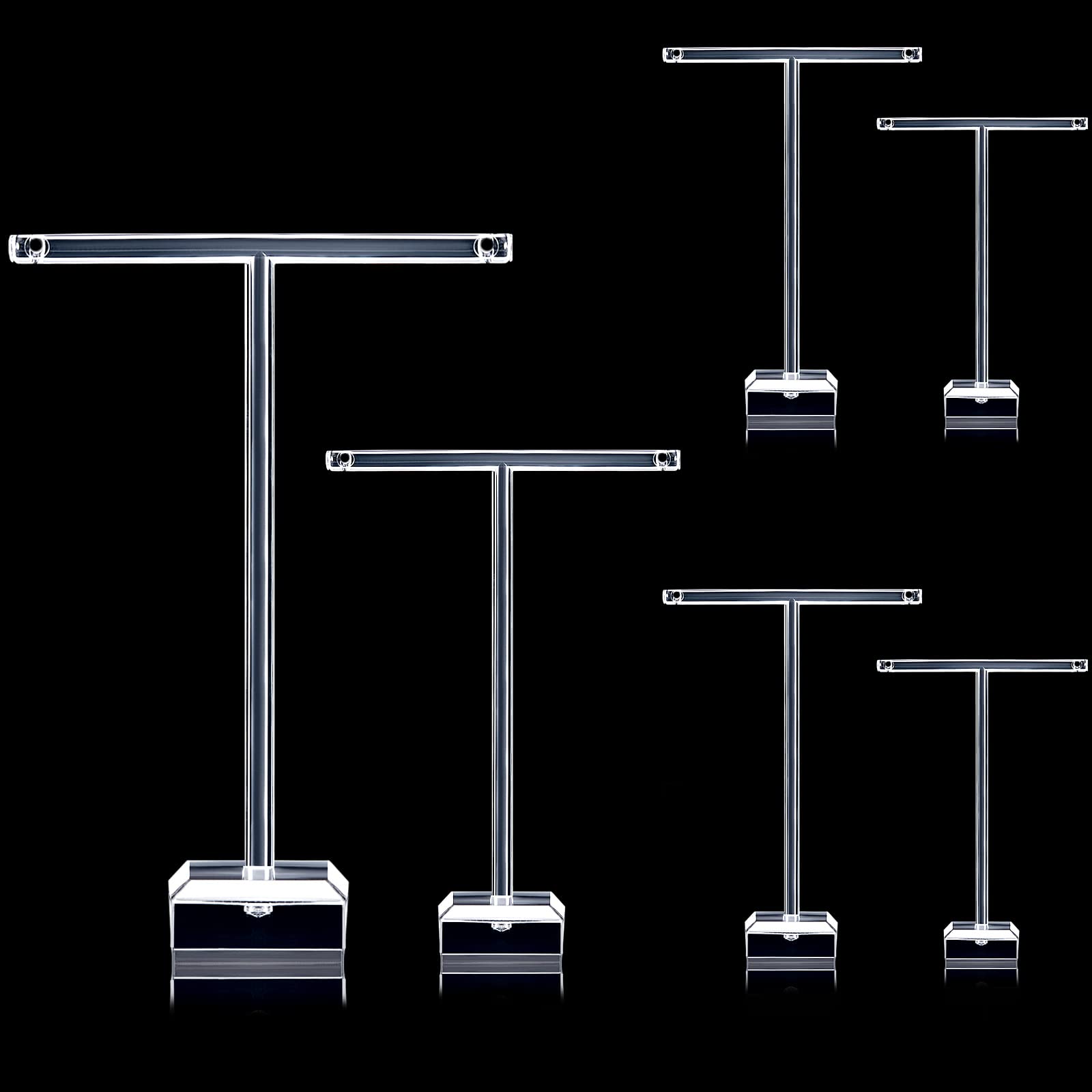 Acrylic Earrings Display Holder T-bar Earrings Stand Holder Tree Stand Countertop Hanging Jewelry Organizer for Necklaces Bracelet(Clear,6 Pieces)
