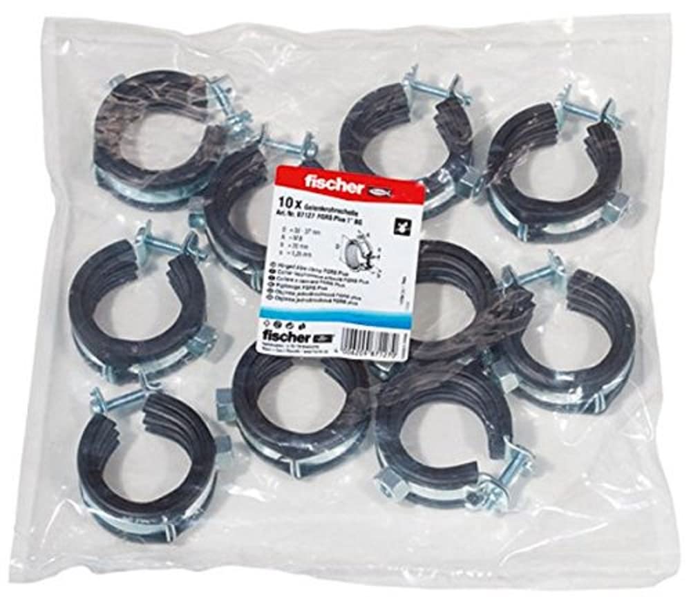 fischer 87127 Joint Pipe clamp, Silver, 1"