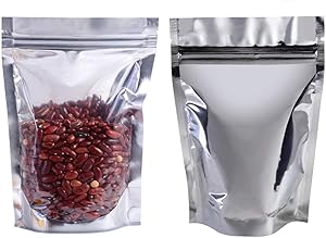 Aluminum Foil pouches 100 Pack Ziplock Bags Pouch Resealable Ziplock Aluminum for Beans Coffee Cookie Snack Food Dried Flowers Tea Food Storage (Translucent Aluminum, 5.9''x8.6''(15x22cm))