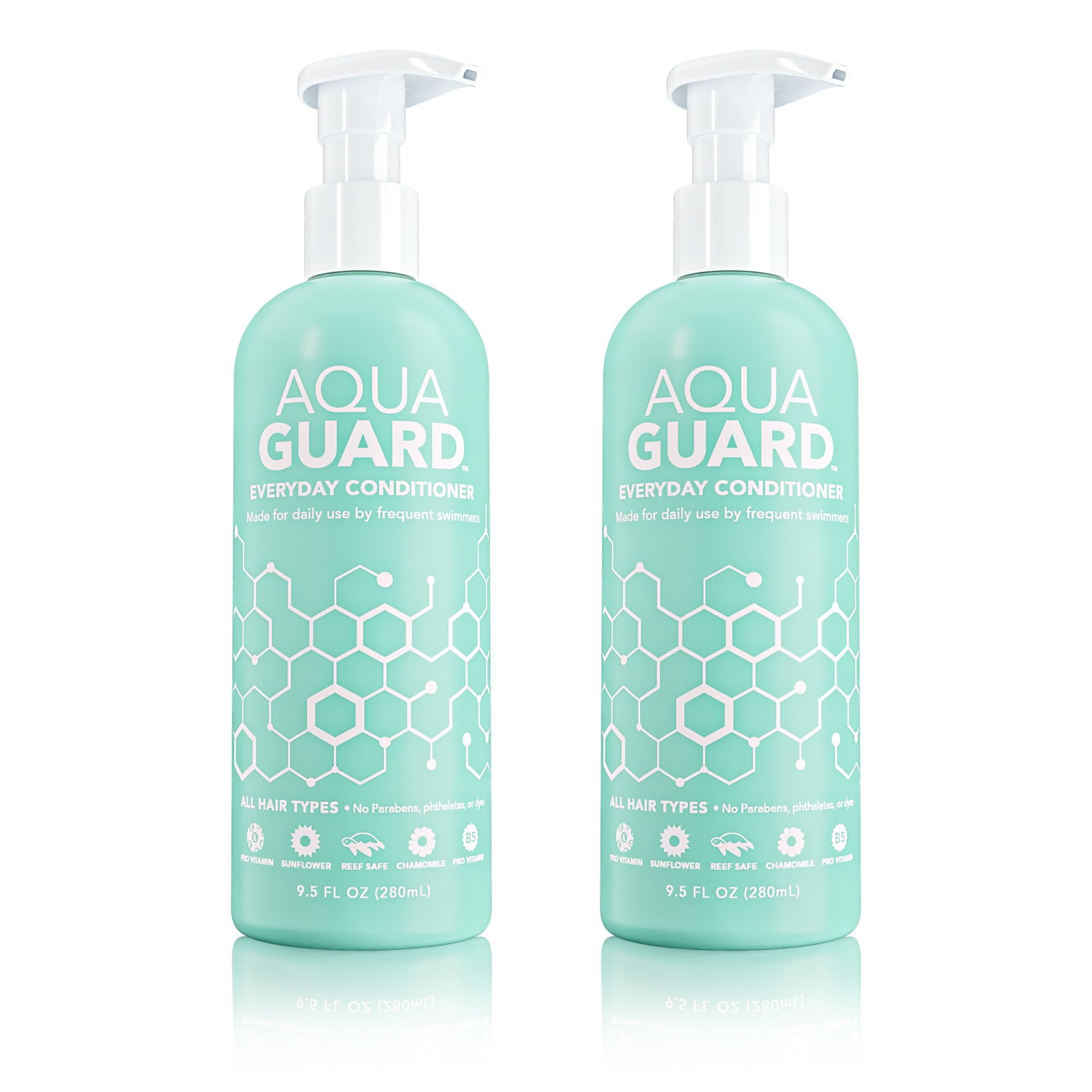 AQUA GUARD Everyday Conditioner for Pool Moms and Swimmers - Smoothes, Softens & Protects Hair - Paraben and Gluten Free, Vegan, Color Safe, Leaping Bunny Certified (2 Bottles)