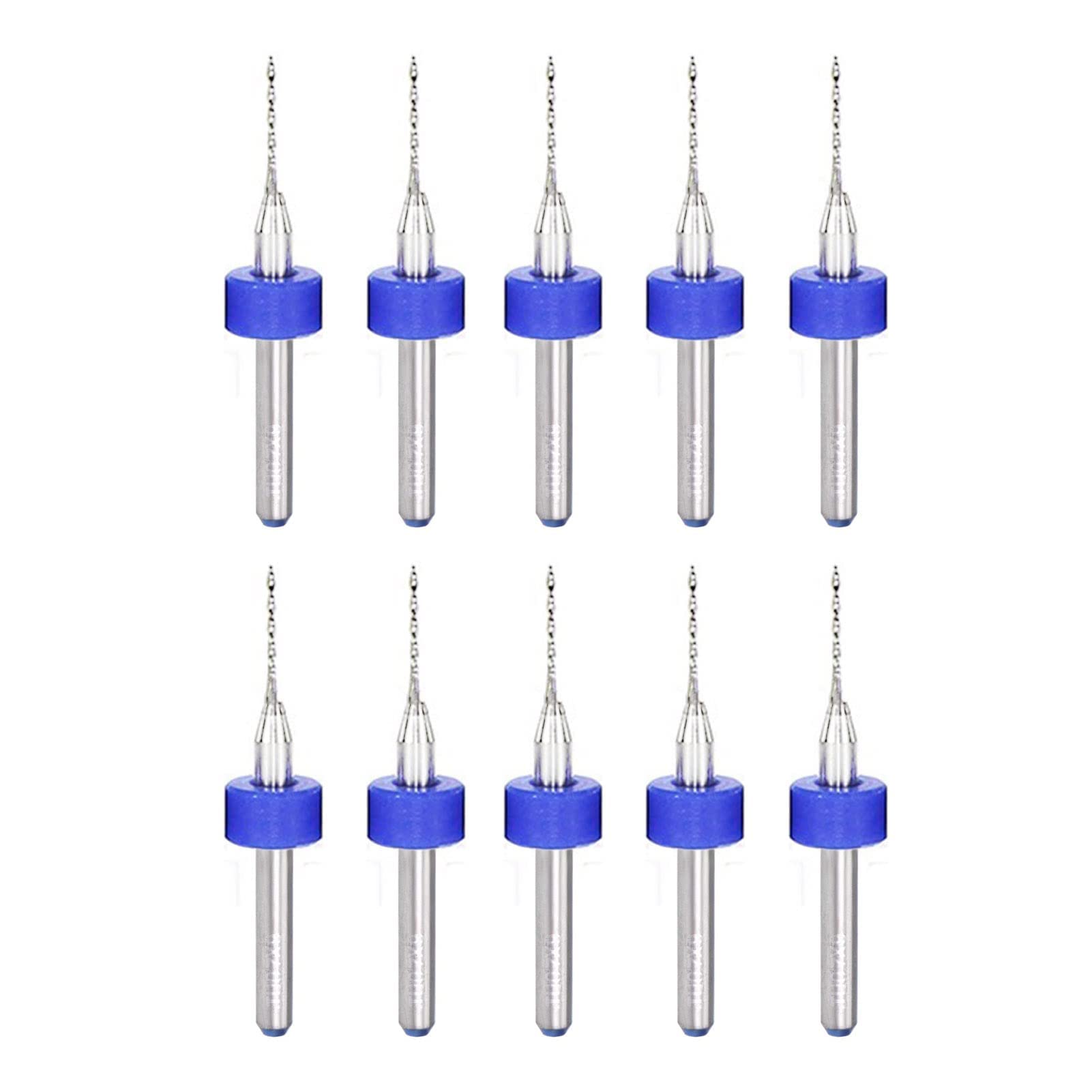 TA-VIGOR 10Pcs Micro Drill Bit 0.7mm, Dark Bule PCB Drill Bits with 1/8 Inch Shank Tungsten Carbide Drilling Rotary Tool for Print Circuit Board Stone CNC Engraving
