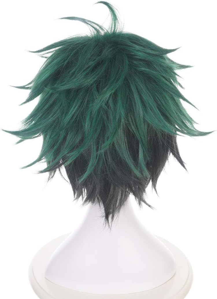 Topcosplay Anime Cosplay Wig Unisex Short Green Black Mixed Wigs for Halloween Costume, Izuku Midoriya - Image 5