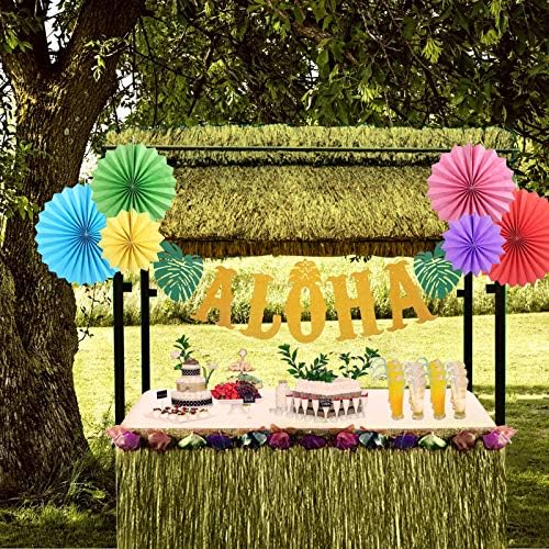 ZERHOK Hawaiian Party Decor Set, Aloha Banner Hawaiian Garland Tropical