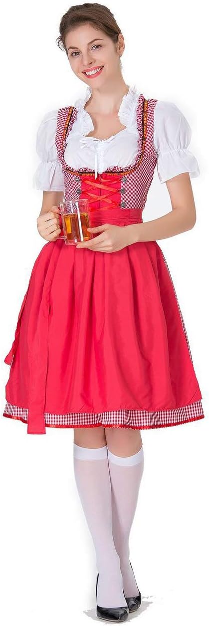Amazon Pp Dd ハロウィン 変装 メード服 仮装 衣装 可愛い エプロン付き ビール服 ドイツ 民族衣装 コスプレ コスチューム ビールガール チェック柄 派手な民族衣装 ドイツ祭り ビールイベント メイド ディアンドル チロリアン イベント 演出服 3色選べる M レッド