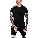 congluoki Mens Short Sets 2 Piece Outfits Fashion Short Sleeve Summer Tracksuits Casual Set with Pockets