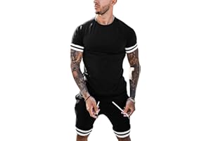 congluoki Mens Short Sets 2 Piece Outfits Fashion Short Sleeve Summer Tracksuits Casual Set with Pockets