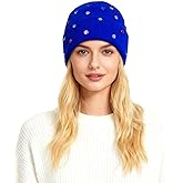 Caviotess Sparkly Colorful Rhinestone Beanie Hats for Men Women Warm Knit Winter Hat Shiny Thick Cuffed Skull Cap