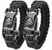 Paracord Bracelet K2-Peak – Survival Bracelets with Embedded Compass Whistle EDC Hiking Gear- Camping Gear Survival Gear Emergency Kit (Black/Black 8.5