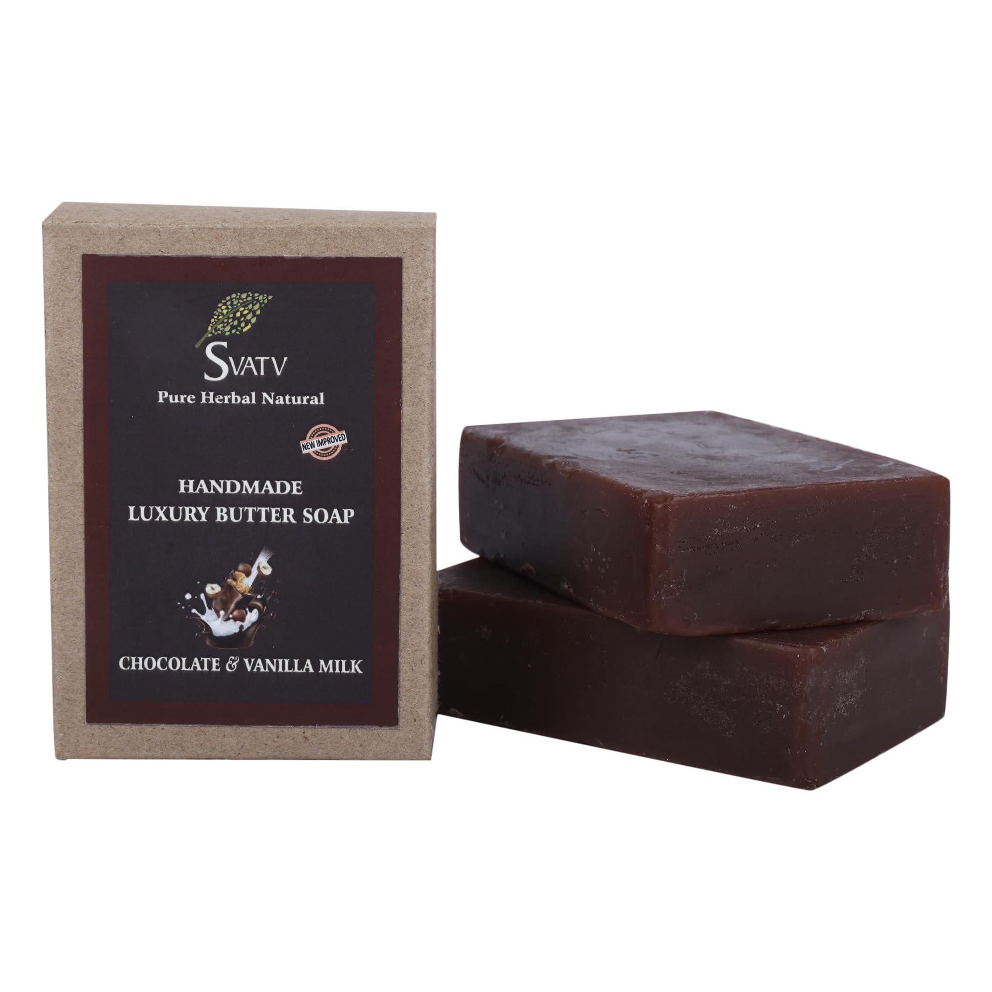 SVATV Soap Choccolate & Vanilla Milk - Best Exfoliating Bar, Traditional Ayurvedic Herbal Soap For All Skin Type - 125 Grams x 2 Bars