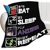 Eat Sleep Anime Blanket for Boys Girls Flannel Anime Throw Blanket Ultra Soft Cozy Fleece Decor Blankets Gift for Womens Mens Couch Sofa Bed 50" x 40"