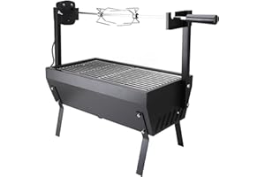 Rotisserie Grill, BBQ Whole Pig Lamb Goat Charcoal Spit Grill Electric 4W Motor BBQ Rotisserie Roaster, 55.1lb Load Bearing C