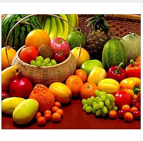 GHGXGJ Pintura de Diamante 5D Imagen de Fruta Brillante Punto de Cruz