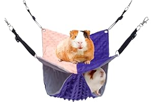 BESNEW Enlarged Guinea Pig Hammock,Guinea Pig Cage Accessories 2 Tier Soft Ferret Rat Hanging Hammock for Small Animals Hiding Sleeping,Adjustable Length 13.8x13.8 in