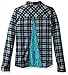 Derek Heart Girls' Big Long Sleeve Plaid Shirt with Back Lace Overlay Insert & Pocket