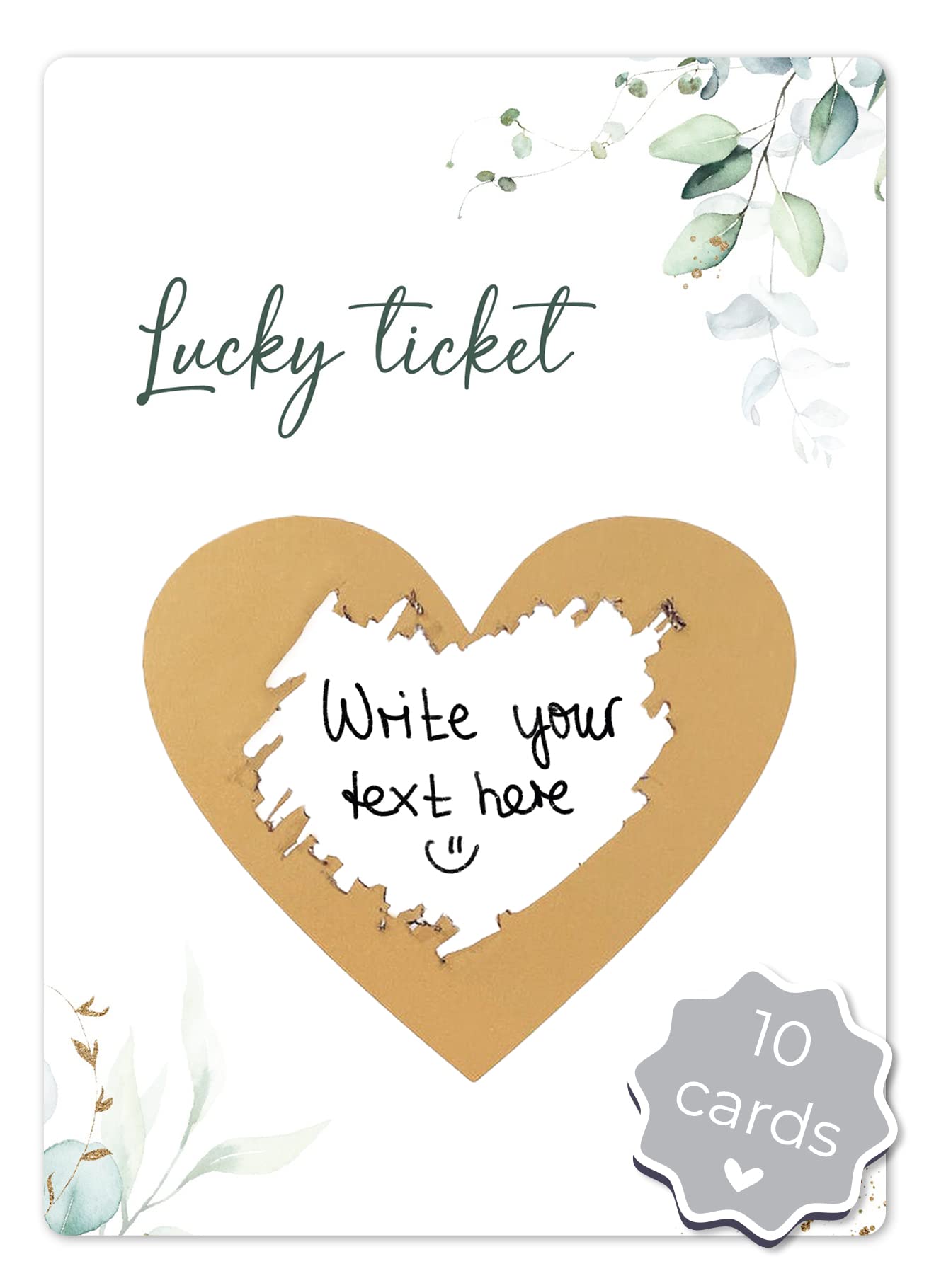 Joli Coon 10 Lucky Ticket scratch cards - Eucalyptus - personalised scratch cards
