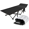 ABORON Folding Camping Cots for Adults, Double Layer 1200D Cot for Sleeping, Heavy Duty Guest Bed with Mattress Carrying Bag Home Camping Office Vacation Hospital