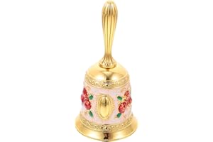 BESTonZON Vintage Rose Hand Hand held Bell Musical Hand Bells Metal Flower Hand Bells Bell Metal Call