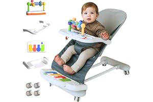 CUDDO BABY CuddoBaby Baby Bouncer 4-in-1 on Wheels |Detachable Pianos, Feeding Tray| 3-Level Recline Foldable Seat with Play Bar for Infant to Toddler 0-6, 0-12, 12-24 Months, Boy Gift Idea - Blue