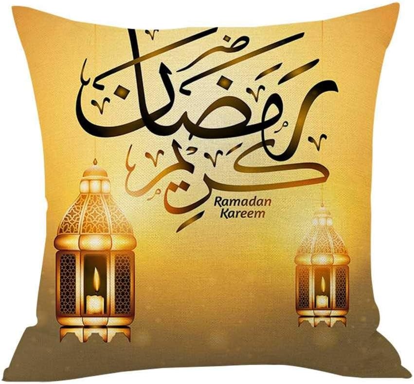Riforla Throw Pillow Covers Ramadan Decoration Cushion Cover Gold Moon Star Eid Mubarak Festive Pillow Cover Pillow Cases Outdoor Pillows Body Pillow Cover Pillowcase for Sofa Bed Home Decor
