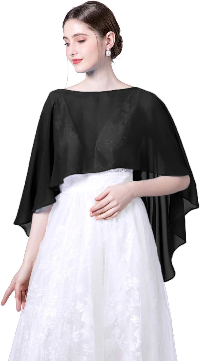 Wedding Capes Womens Soft Chiffon Cape Shawls and Wraps Shrugs For Evening dresses