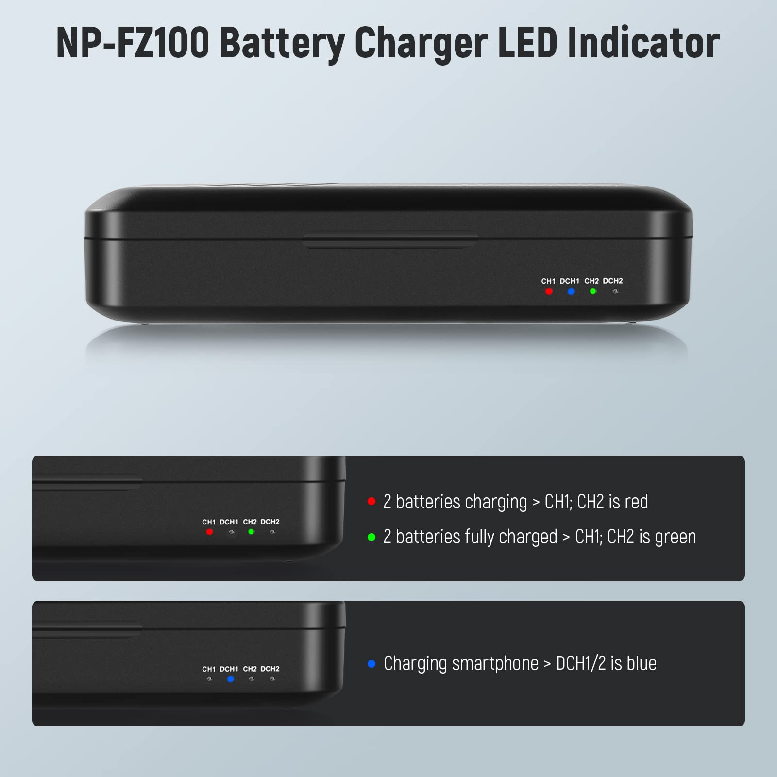 OTREST 2 Pack NP-FZ100 Batteries with Dual Channel Charging Case, 2280mAh Replacement Battery Compatible with Sony FX3 FX30 A1 A9 II A7R III A7R IV A7S III A7 III A7 IV A6600 A7C