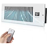 VELLEE Quiet Register Booster Fan Fits 4" x 12" (DUCT OPENING CUTOUT), 10-Speed Smart Heating Cooling AC Vent Booster Fan w/Remote Control & Thermostat Control (White) - Corded