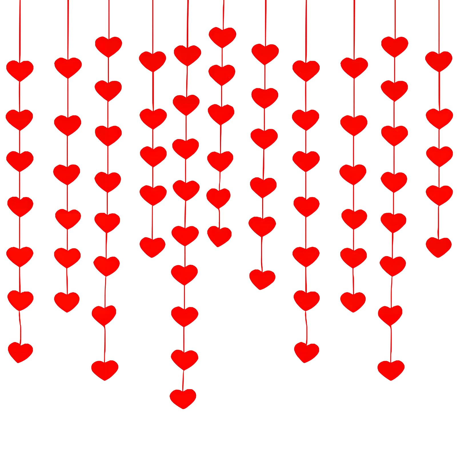 5Pcs Red Hearts Glitter Garlands,Valentine's Felt Heart Banner,Valentines Day Decorations Heart Garland,Heart Banner Strings,for Wedding Party Decor