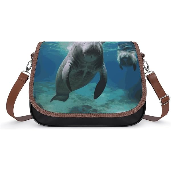 Cute Sea Animal Manatee Leather Shoulder Bag for Women Classic