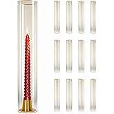 Sandraheer 12 Pcs 2.5"W x 14"H Hurricane Glass Candle Holders - Bottomless Glass Hurricane Pillar Candle Holder Open Ended Sleeve Tube Cover for Pillar Candleholders (Metal Candlestick not Included)