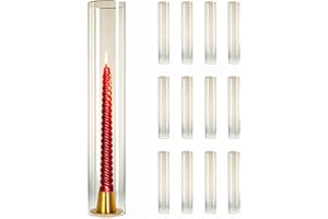 Sandraheer 12 Pcs 2.5"W x 14"H Hurricane Glass Candle Holders - Bottomless Glass Hurricane Pillar Candle Holder Open Ended Sleeve Tube Cover for Pillar Candleholders （Metal Candlestick not Included）