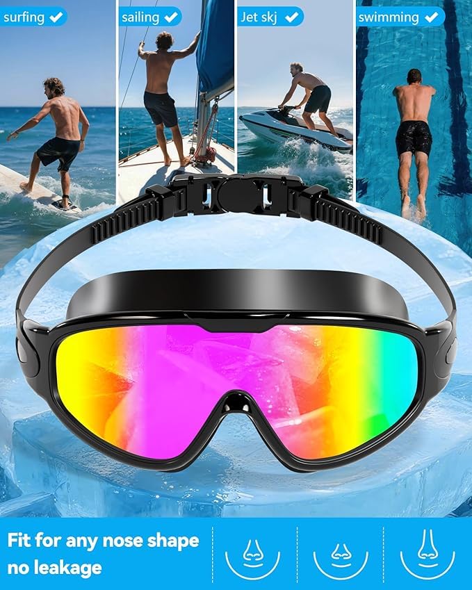 Last page® Adults Swim Goggles 2 Pack, Anti-Fog Wide View UV Protection Pool No Leaking Swimming Goggles for Adult Youth & Men,Women
