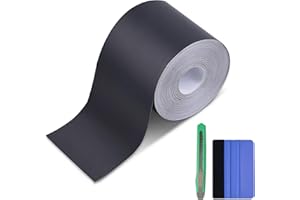 Lypumso Matte Black Vinyl Wrap Tape Roll, 2 Inch x 30ft Self-Adhesive Black Out Chrome Delete Tape with Tool Kit Air Release Adhesive Detailing Wrap DIY Car Door Sill Window Trim Edge Guard Protective