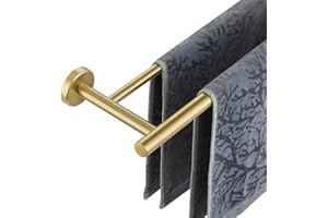 JQK Double Towel Bar 27 Inch, Brass Gold Useable Length 24 Inch 304 Stainless Steel Thicken 0.8mm Bath Towel Rack for Bathroom, Towel Holder Wall Mount, TB100L24-BG