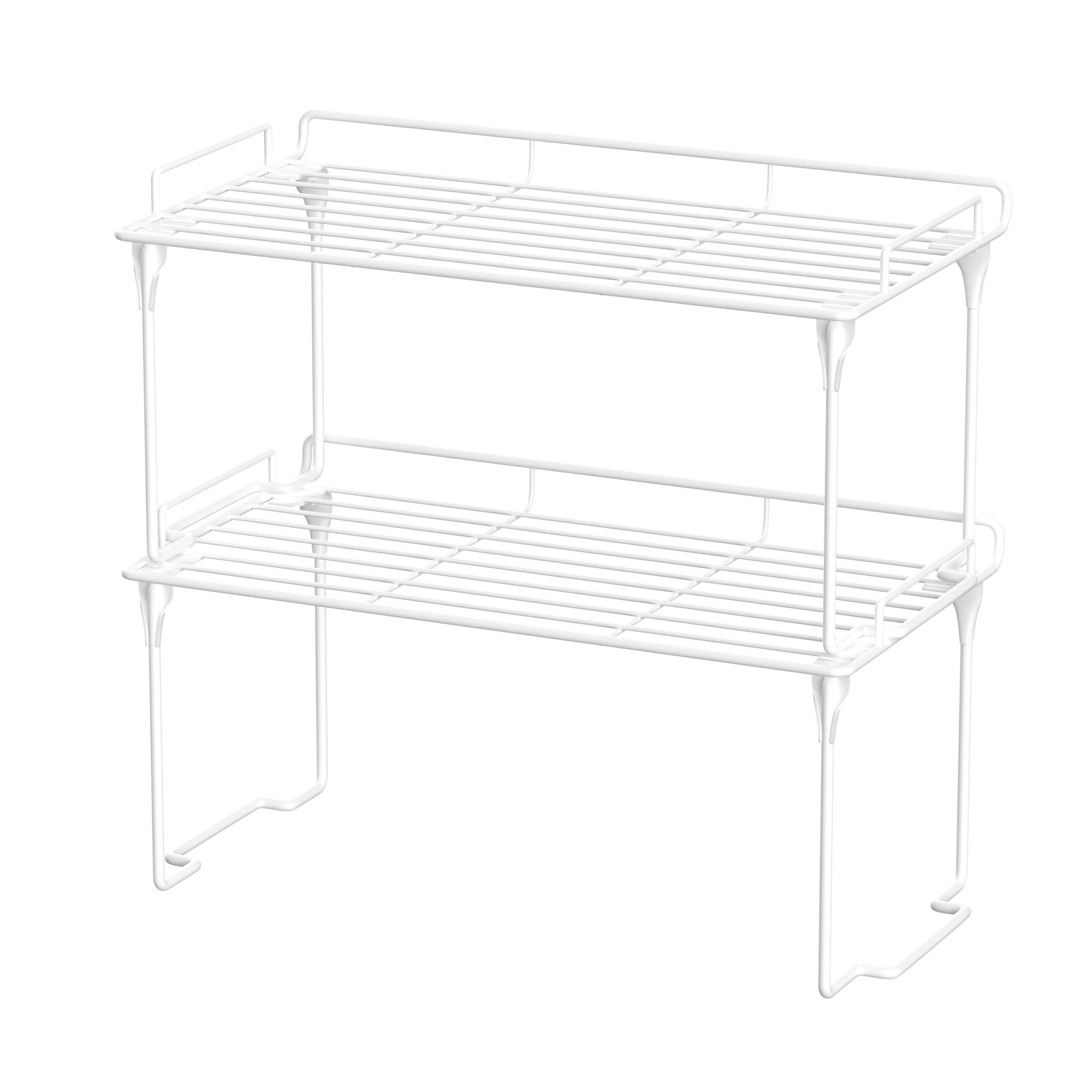 Photo 1 of iPEGTOP Stackable Cabinet Shelf Organizers, Set of 2 Kitchen Countertop Cupboard Storage Rack, Pantry Stand Shelves Space Saving for Kitchen, Bedroom, Bathroom, White