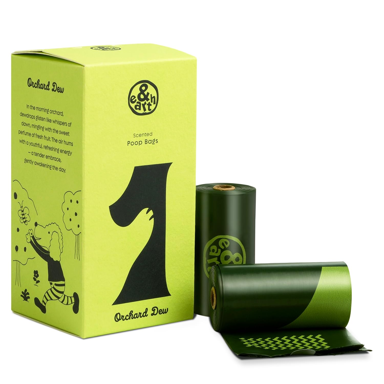 Photo 1 of &earth Poop Bags for Dogs, Leak-Proof, Extra Thick, Fig-Scented Waste Bag Refill Rolls, 9x13 Inch, 120 Count