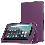 MoKo Case Fits Kindle Fire 7 Tablet (9th Generation, 2019 Release), Premium PU Leather Slim Folding Stand Shell Multiple Viewing Angles Cover with Auto Wake/Sleep - Purple