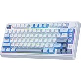wegear 75% Compact Mechanical Keyboard with Knob for PC/Mac/Laptop-Blue | Hot-Swappable Linear Switch, Tri-Mode Bluetooth/2.4G Wireless/USB-C Wired, Gasket Gaming Keyboard, PBT, RGB Backlit, 79 Keys