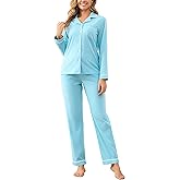Honypove 100% Cotton Pajama Sets for Women 2 Piece Long Sleeve Button Down Pjs Soft Comfy Ladies Sleepwear Lounge Sets S-XL