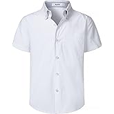 AOTIK Boys Oxford Button Down Shirt Short Sleeve Formal Uniform Dress Shirts with Pocket