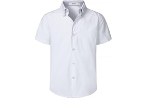 AOTIK Boys Oxford Button Down Shirt Short Sleeve Formal Uniform Dress Shirts with Pocket