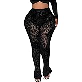 RoseSeek Women's Plus Size Zebra Striped Leggings Sheer Mesh High Waisted Skinny Pants Trousers