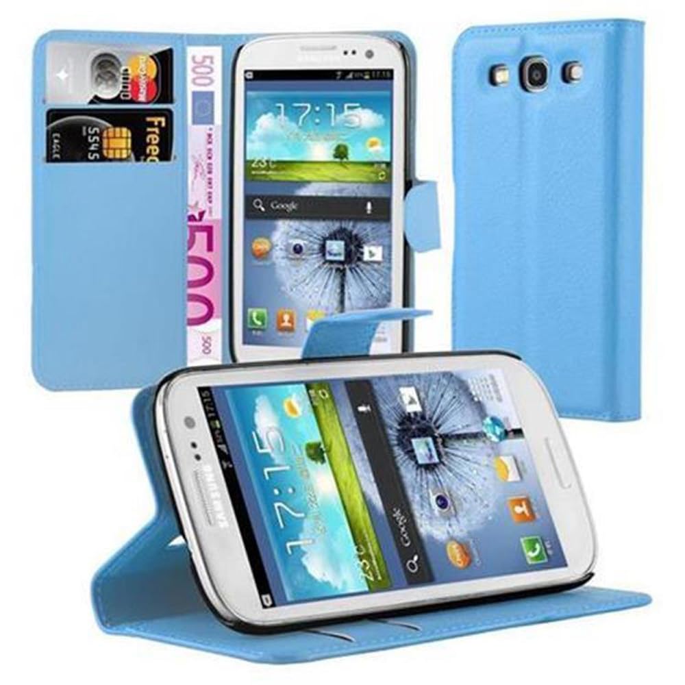 cadorabo Book Case works with Samsung Galaxy S3 / S3 NEO in SKY BLUE - with Magnetic Closure, Stand Function and Card Slot - Wallet Etui Cover Pouch PU Leather Flip